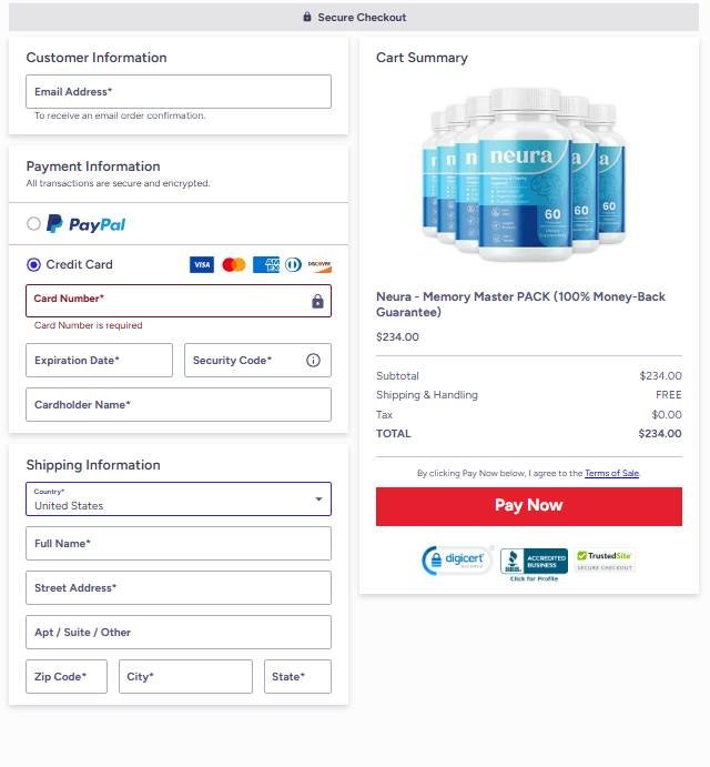 Official website payment confirmation